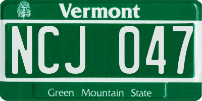 VT license plate NCJ047