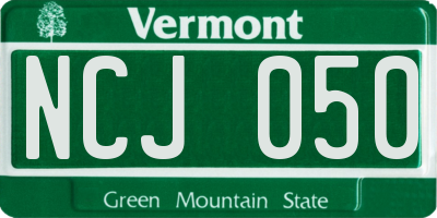 VT license plate NCJ050