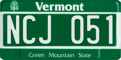 VT license plate NCJ051