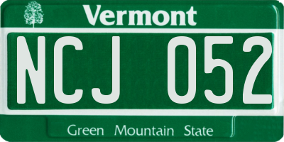 VT license plate NCJ052