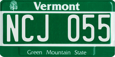 VT license plate NCJ055