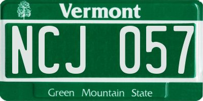 VT license plate NCJ057