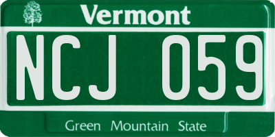 VT license plate NCJ059