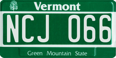 VT license plate NCJ066