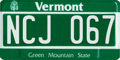 VT license plate NCJ067