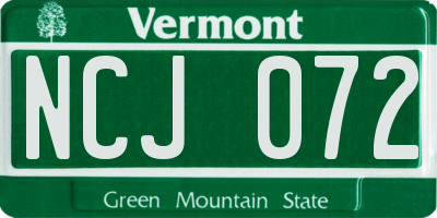 VT license plate NCJ072