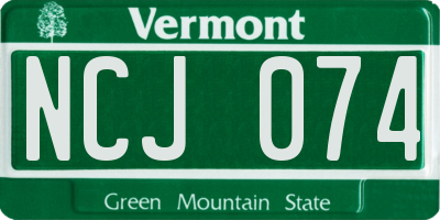 VT license plate NCJ074