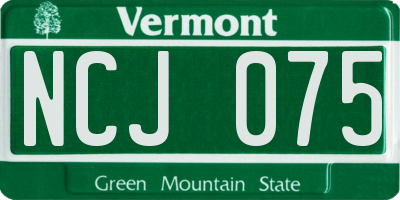 VT license plate NCJ075