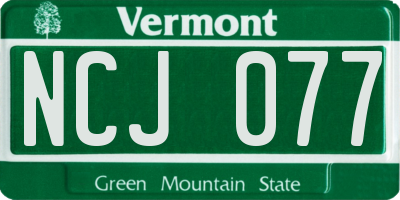 VT license plate NCJ077