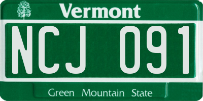 VT license plate NCJ091