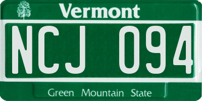 VT license plate NCJ094