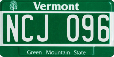 VT license plate NCJ096
