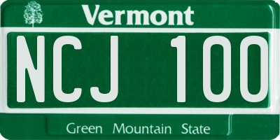 VT license plate NCJ100