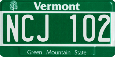 VT license plate NCJ102