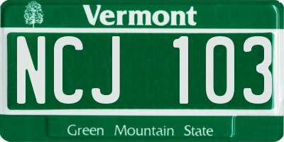 VT license plate NCJ103