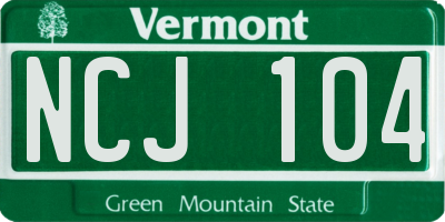 VT license plate NCJ104