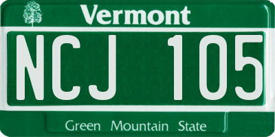 VT license plate NCJ105
