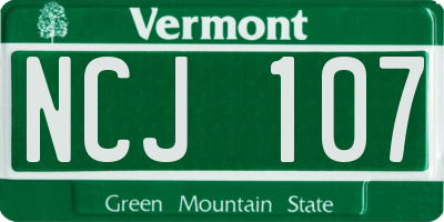 VT license plate NCJ107