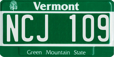 VT license plate NCJ109