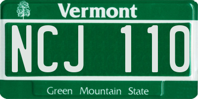 VT license plate NCJ110