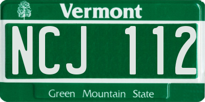 VT license plate NCJ112