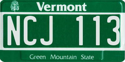 VT license plate NCJ113