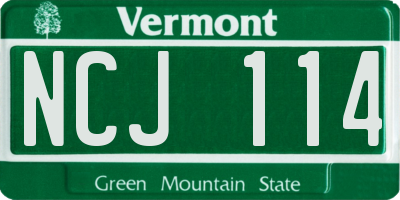 VT license plate NCJ114