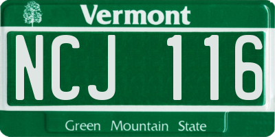 VT license plate NCJ116