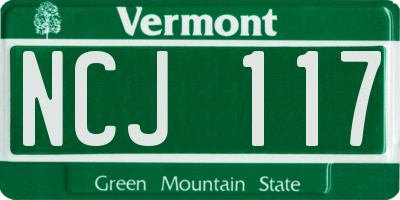VT license plate NCJ117