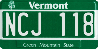 VT license plate NCJ118