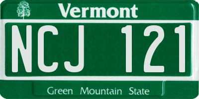 VT license plate NCJ121