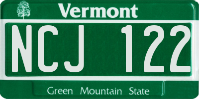 VT license plate NCJ122