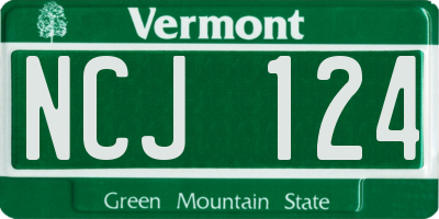 VT license plate NCJ124