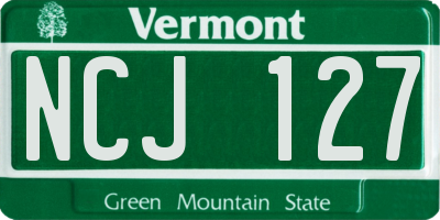 VT license plate NCJ127
