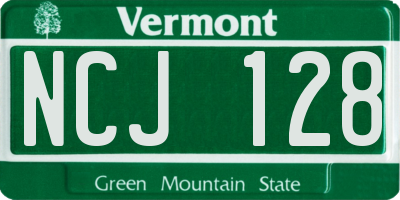 VT license plate NCJ128