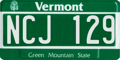 VT license plate NCJ129