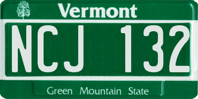 VT license plate NCJ132