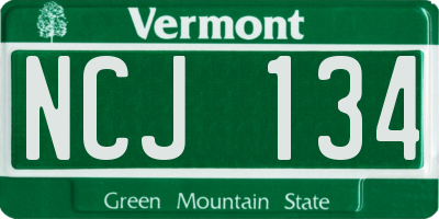 VT license plate NCJ134