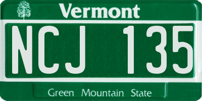 VT license plate NCJ135