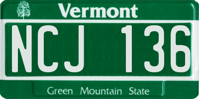 VT license plate NCJ136