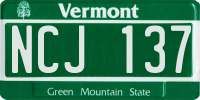 VT license plate NCJ137