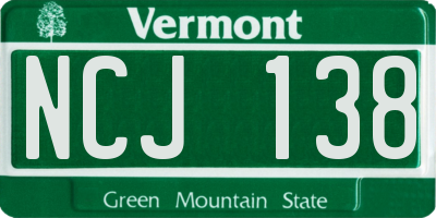 VT license plate NCJ138