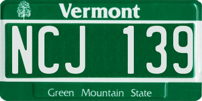VT license plate NCJ139