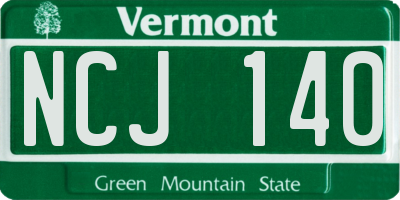 VT license plate NCJ140