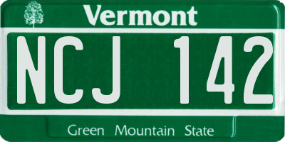VT license plate NCJ142