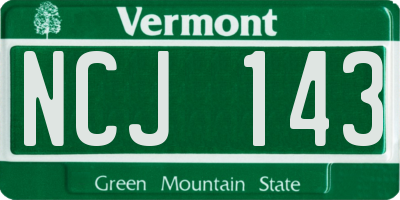 VT license plate NCJ143