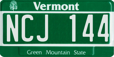 VT license plate NCJ144