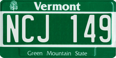 VT license plate NCJ149