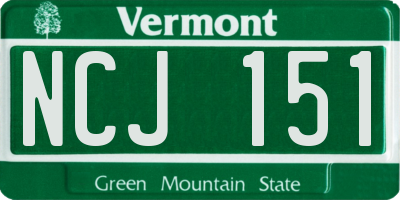 VT license plate NCJ151