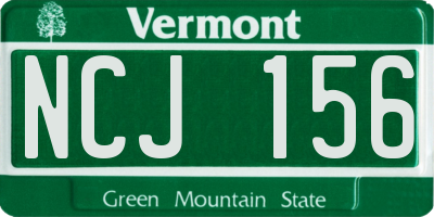 VT license plate NCJ156